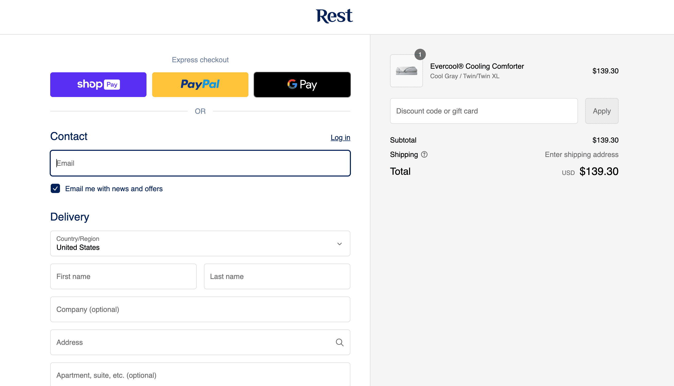 How to apply Rest Duvet coupon code